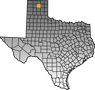 Map showing Hutchinson County location within the state of Texas